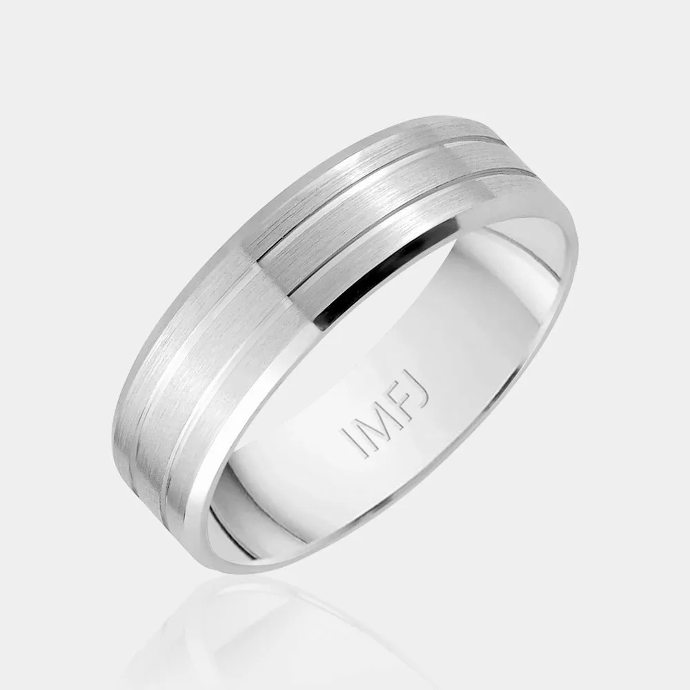 14K Matte Finish Double Line Wedding Band