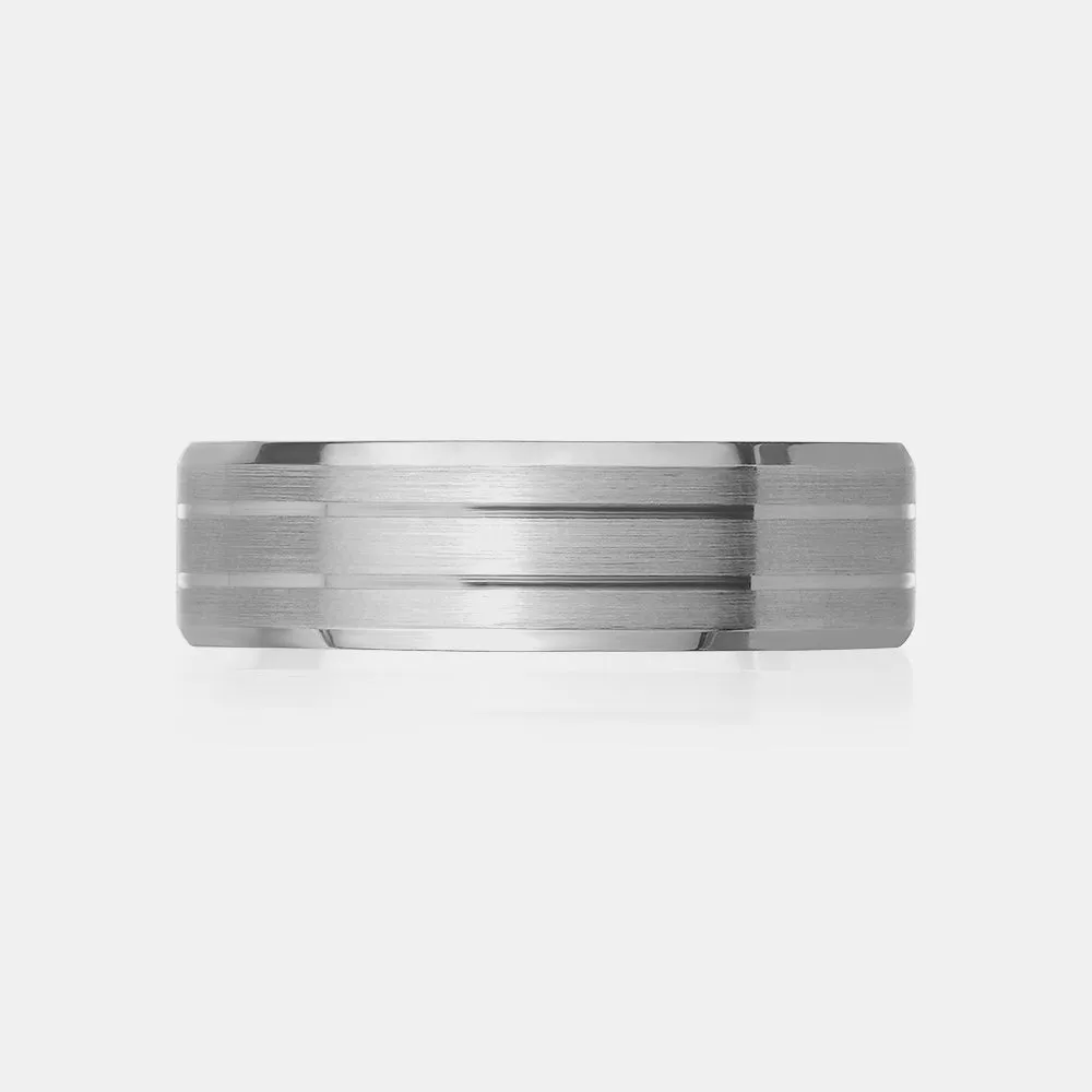 14K Matte Finish Double Line Wedding Band