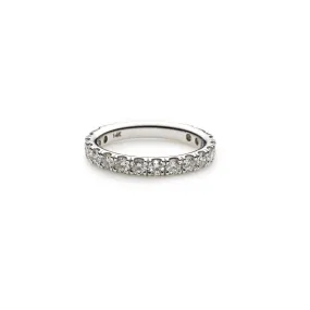 14K White Gold Diamond Wedding Band W/ 0.95ct VS-SI Diamonds & Shared Prong Setting