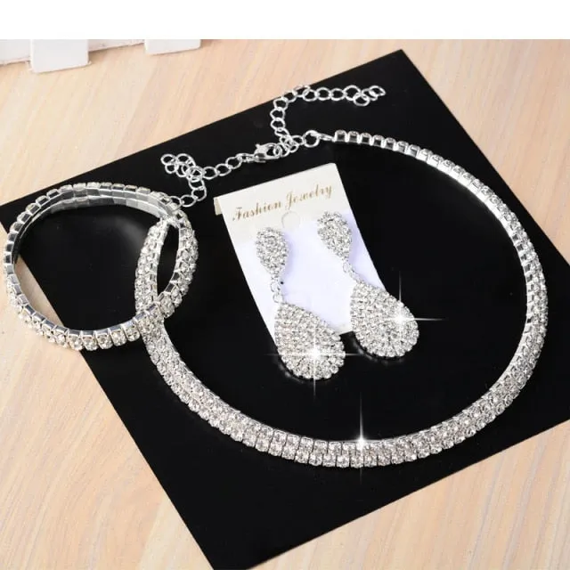 3 PC Luxury Bracelet, & Long Earrings Australian Crystal Set