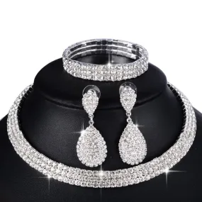 3 PC Luxury Bracelet, & Long Earrings Australian Crystal Set