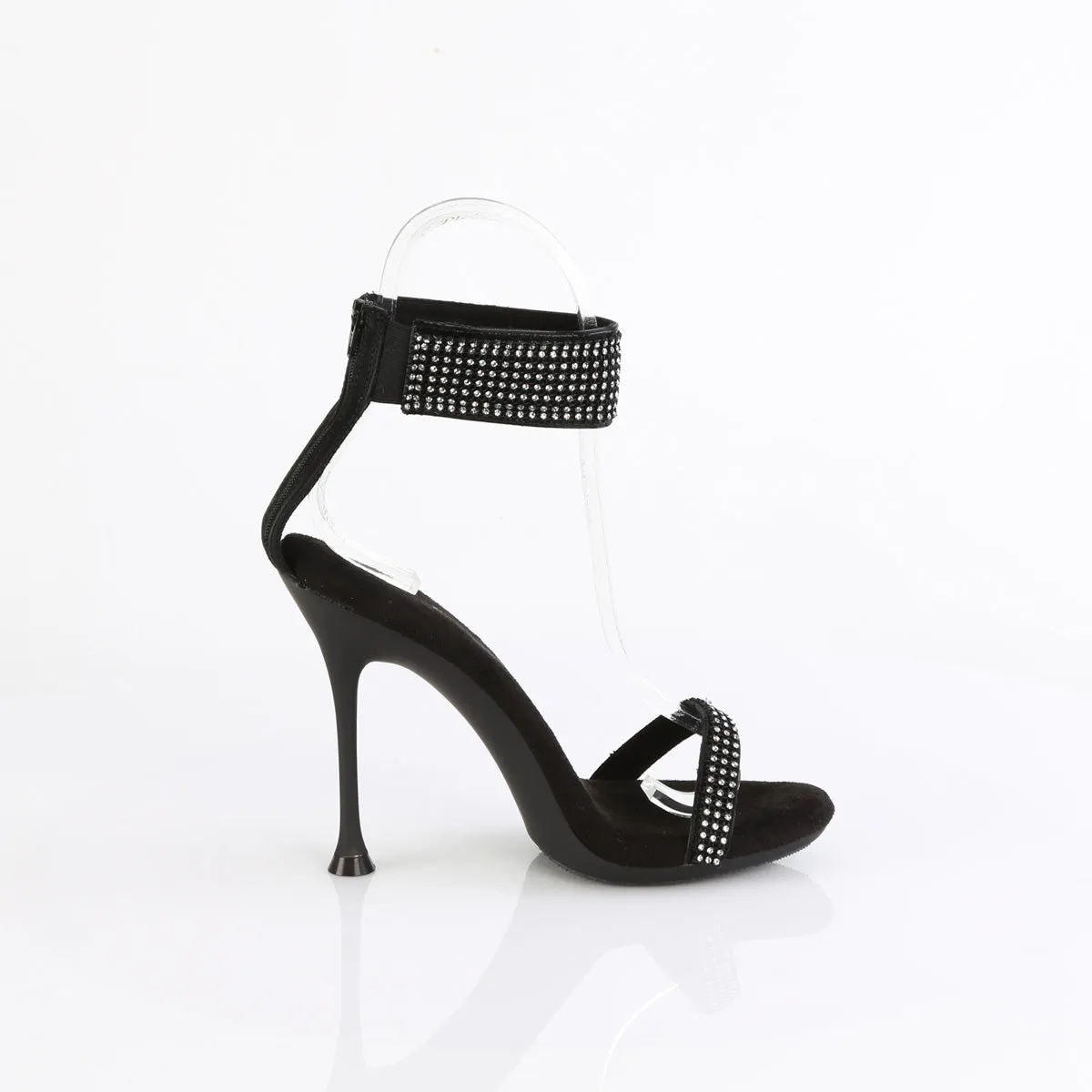 4 Inch Heel CUPID-440 Black Rhinestone