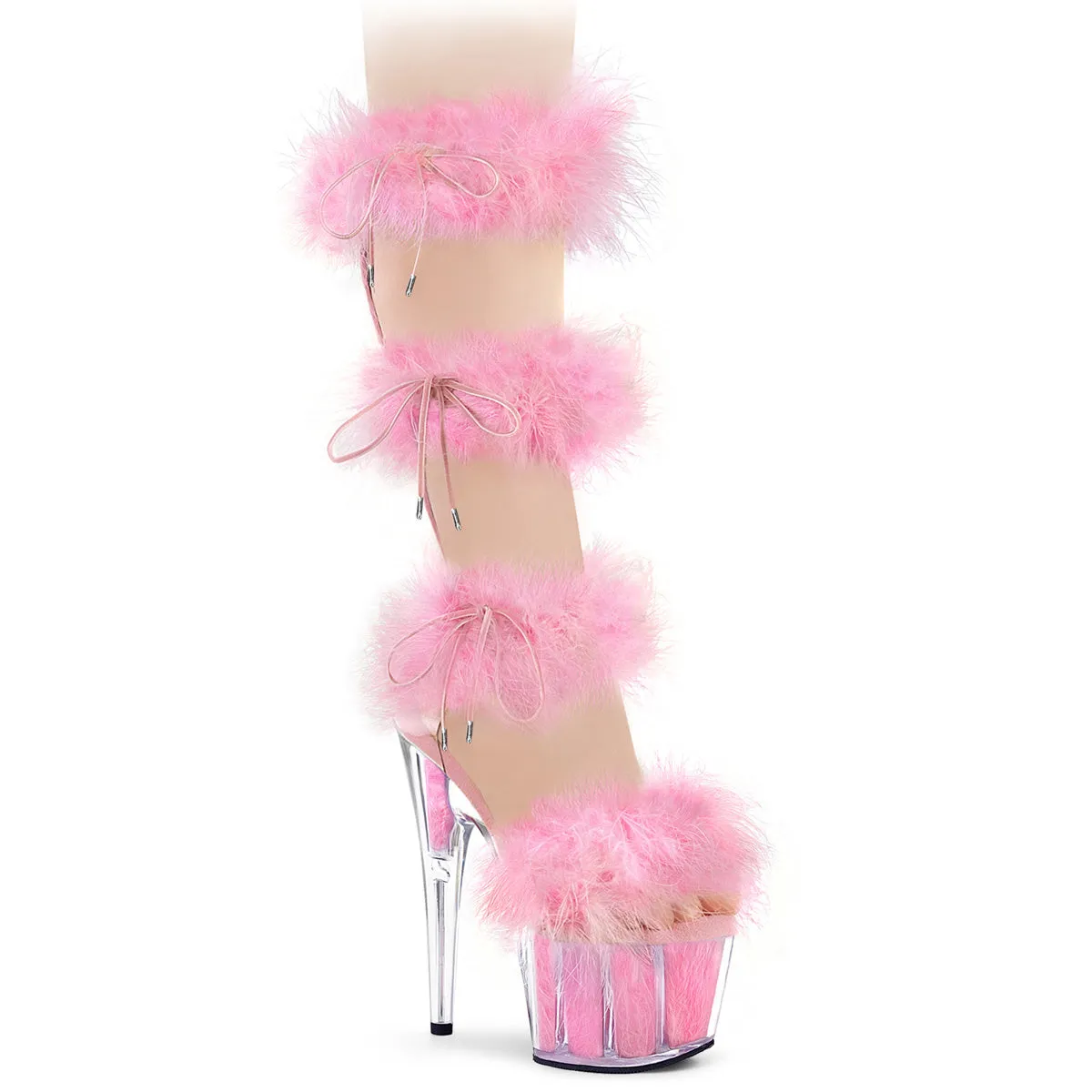 7 Inch Heel ADORE-728F Clear Baby Pink Fur