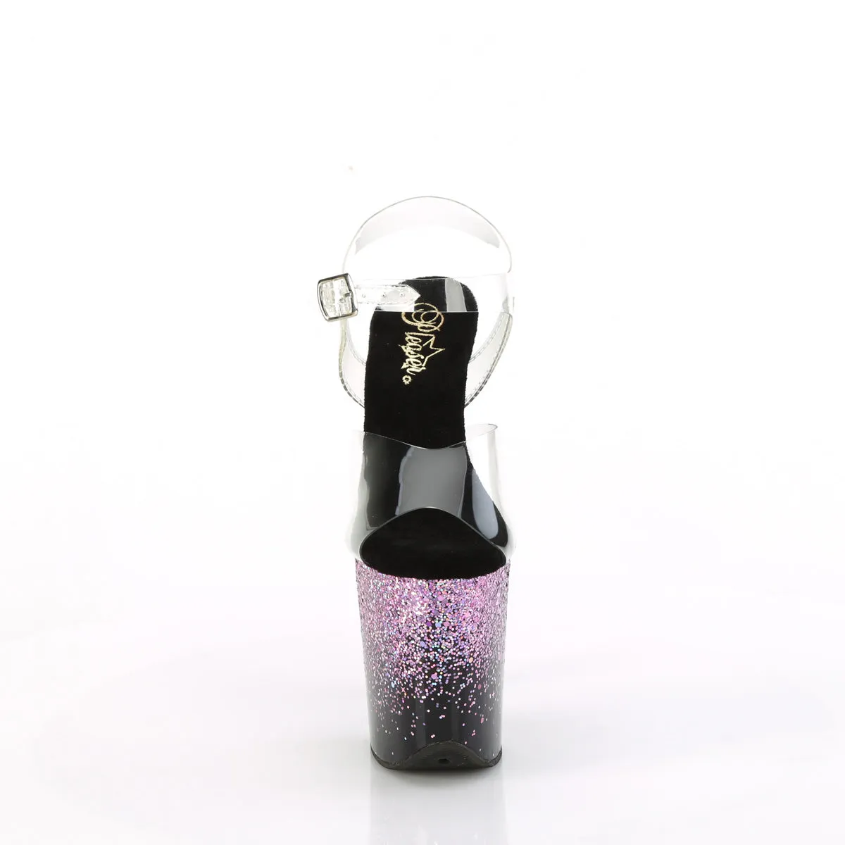 8 Inch Heel FLAMINGO-808SS Clear Purple Glitter