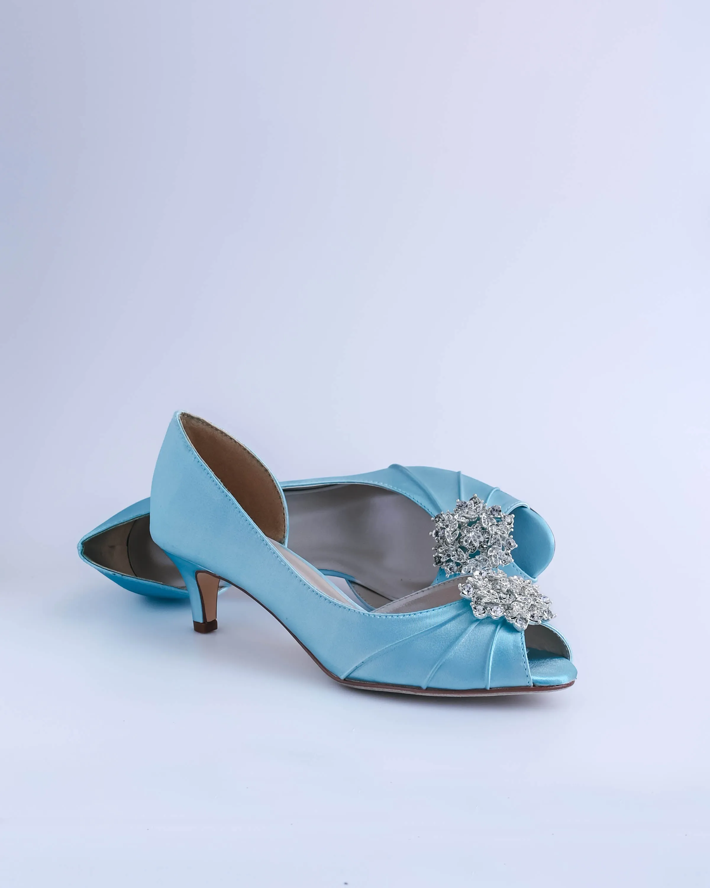 Abby Blue Box Bridal Heels with Classic Crystal Cluster