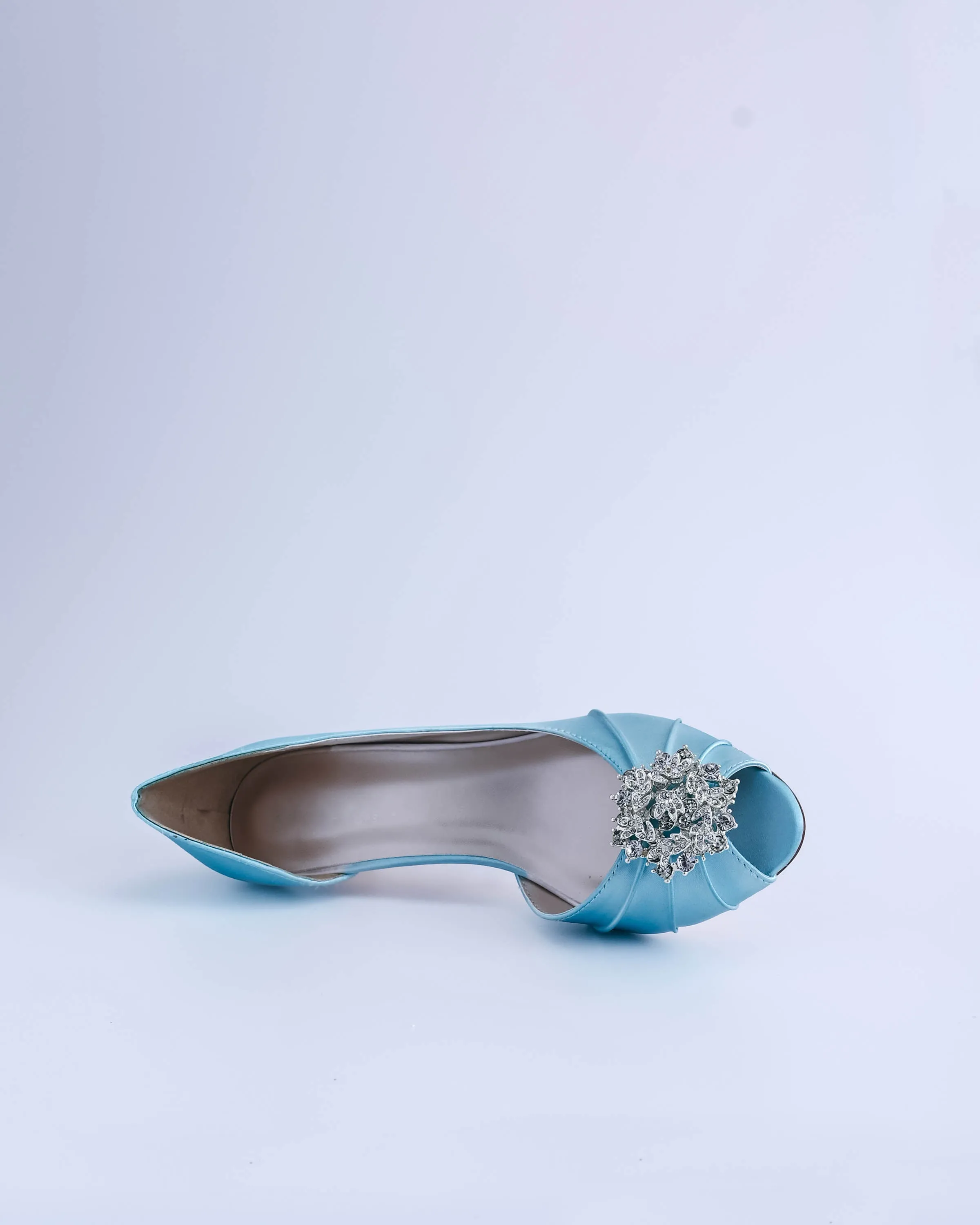 Abby Blue Box Bridal Heels with Classic Crystal Cluster