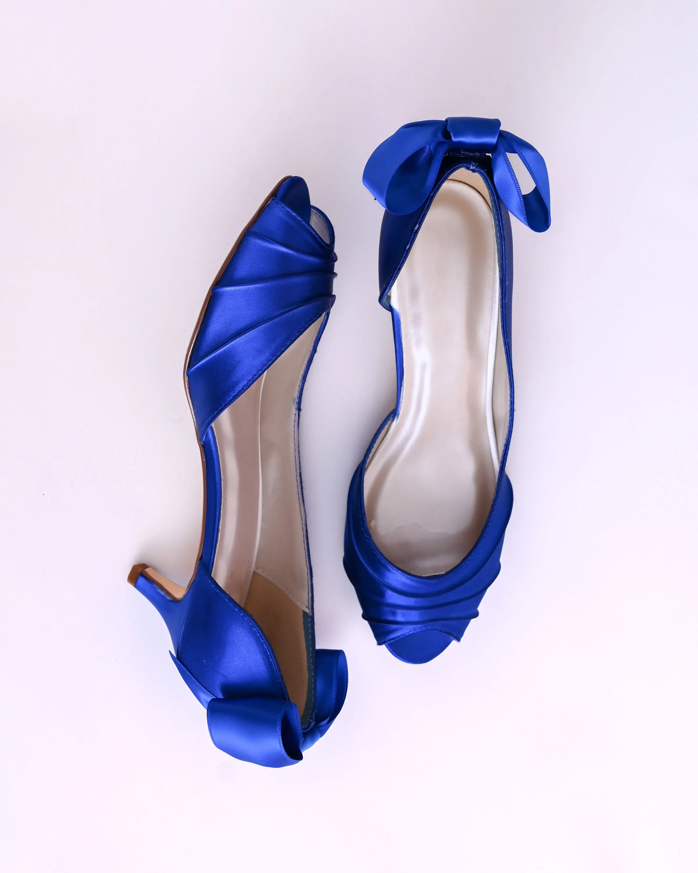 Abby Royal Blue Wedding Shoes with Matching Bow on the Back