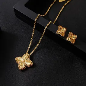 African Gold-Color Necklace Earrings Jewelry Sets For Women S1990428