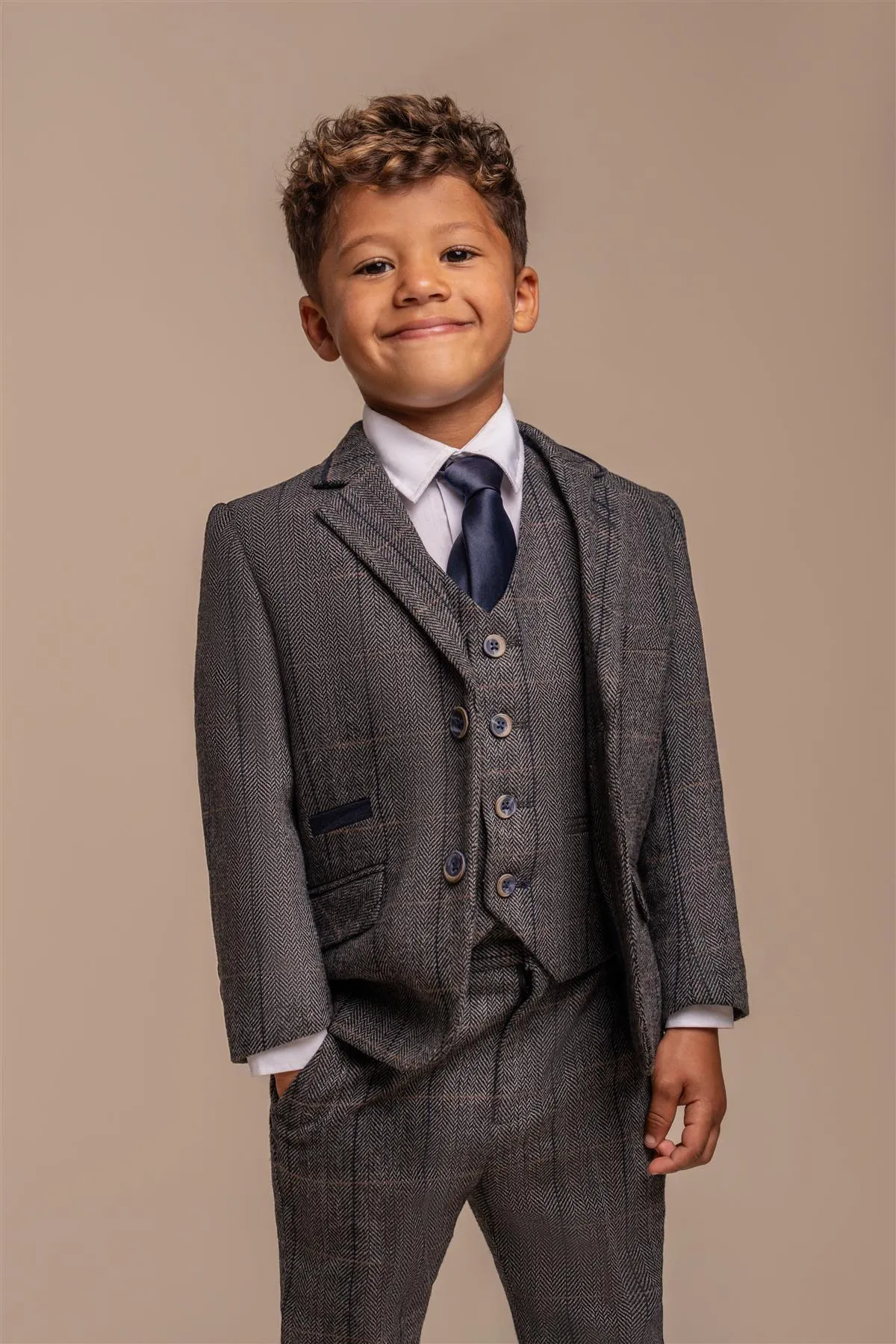 Albert Grey Tweed Check Boys Suit