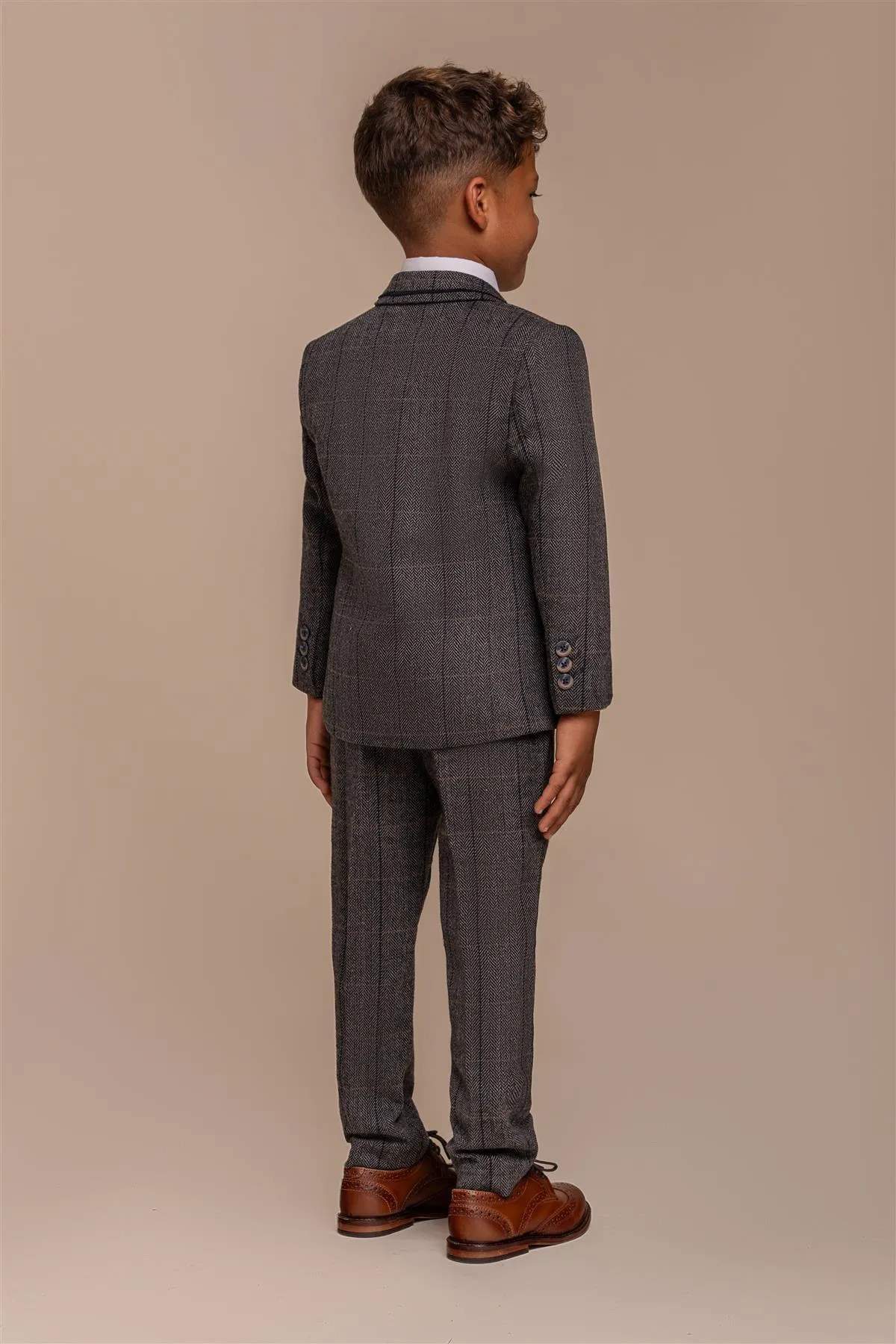 Albert Grey Tweed Check Boys Suit