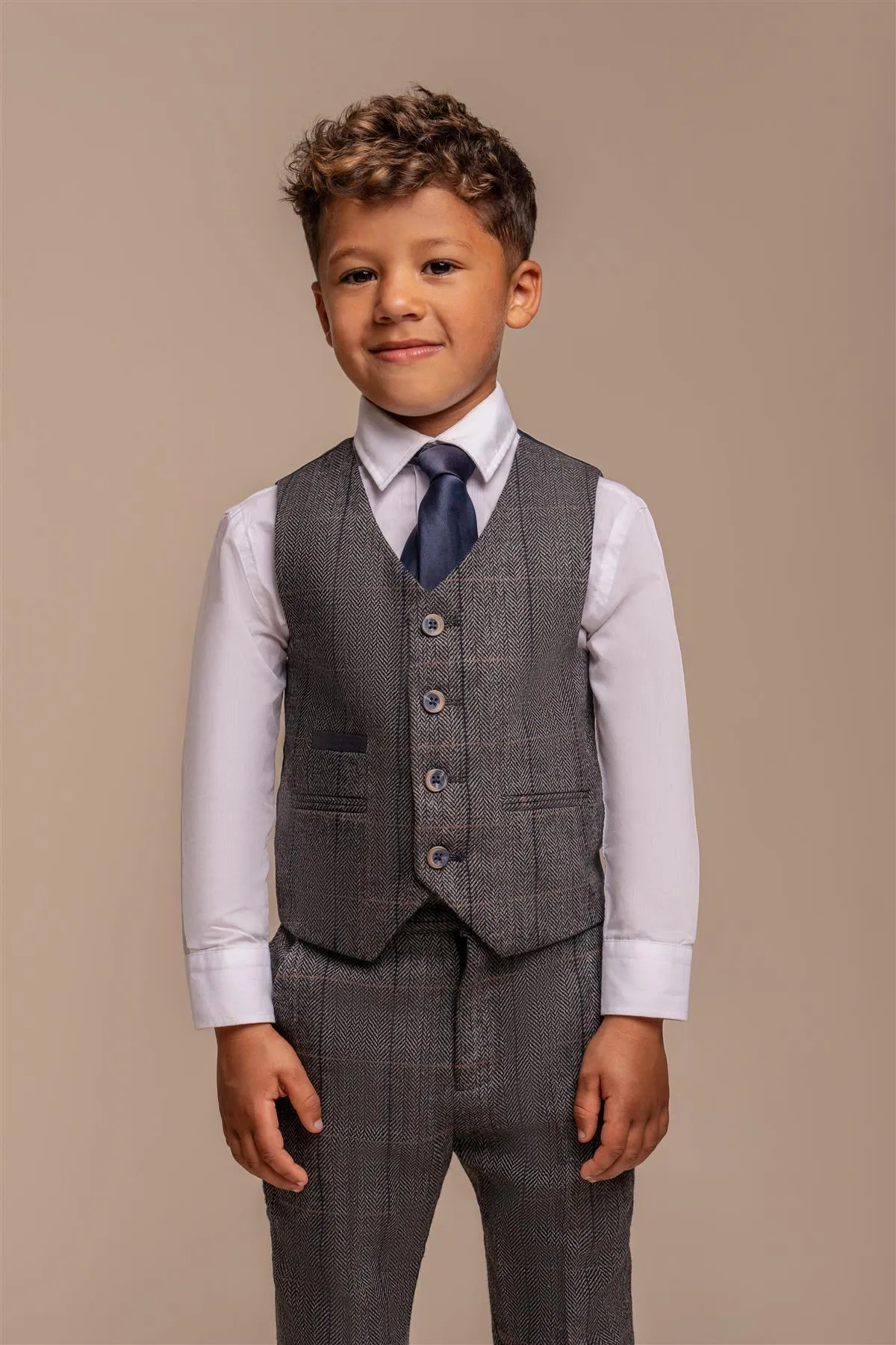 Albert Grey Tweed Check Boys Suit