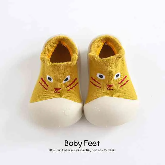 Animal Sock Shoes - Yellow Small Cat