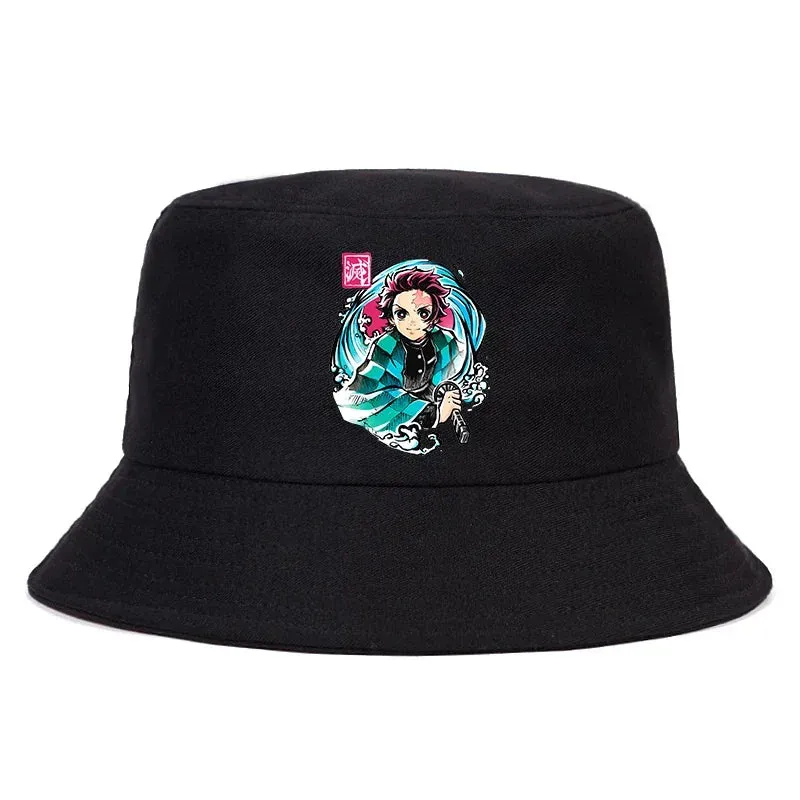 Anime Summer Hat Kamado Nezuko Panama bob bucket hat