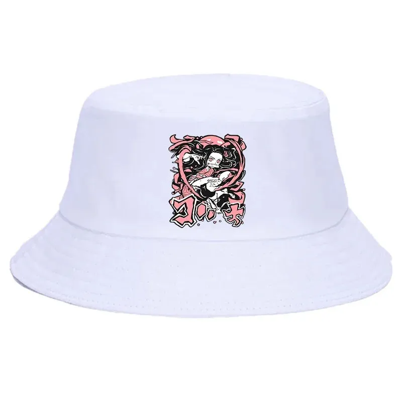 Anime Summer Hat Kamado Nezuko Panama bob bucket hat