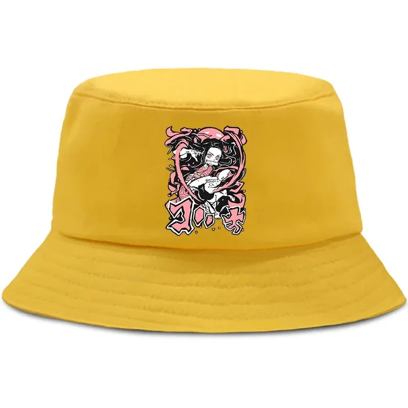 Anime Summer Hat Kamado Nezuko Panama bob bucket hat