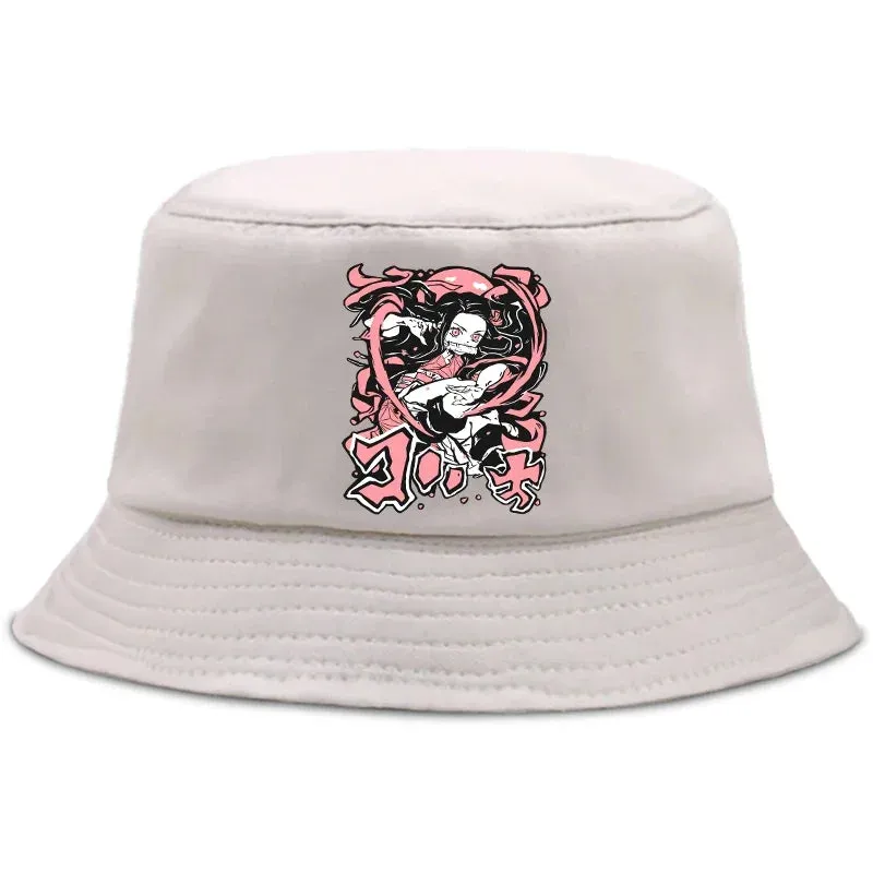 Anime Summer Hat Kamado Nezuko Panama bob bucket hat