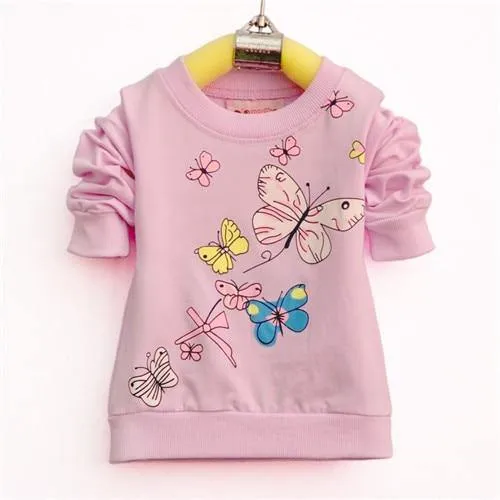 Baby Girls Beautiful Butterfly Long Sleeve T-shirt