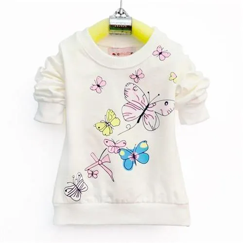 Baby Girls Beautiful Butterfly Long Sleeve T-shirt