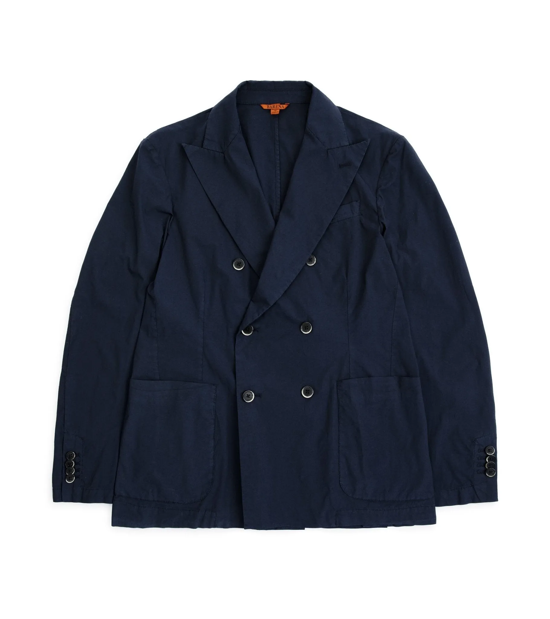 Barena Siroco Pavion Light Cotton Double Breasted Jacket: Navy