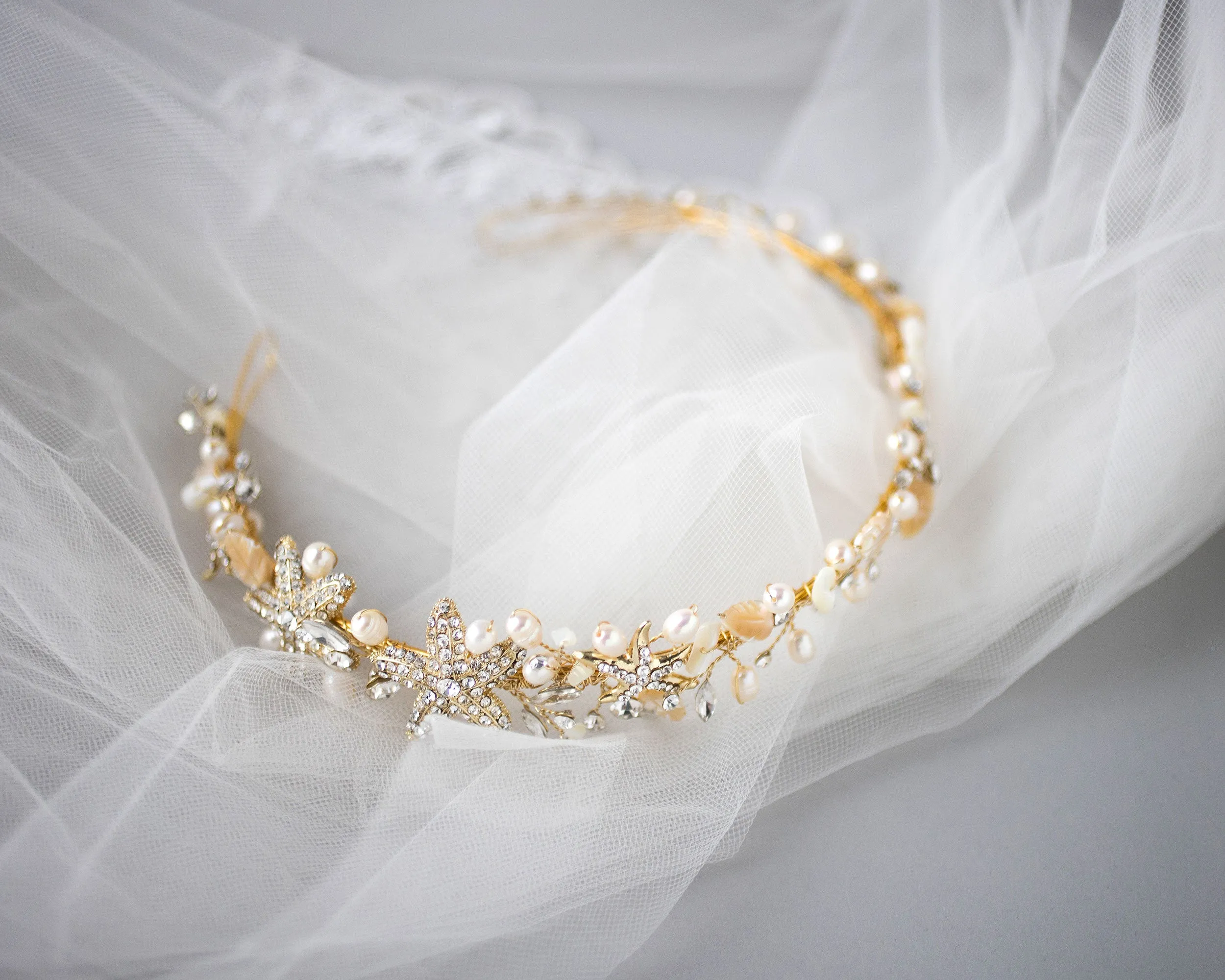 Beach Wedding Headband with Starfish and Shells