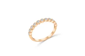 Beaded Round Bezel Diamond Wedding Band 0.30 ct tw Round-Cut 14K Rose Gold BAN048