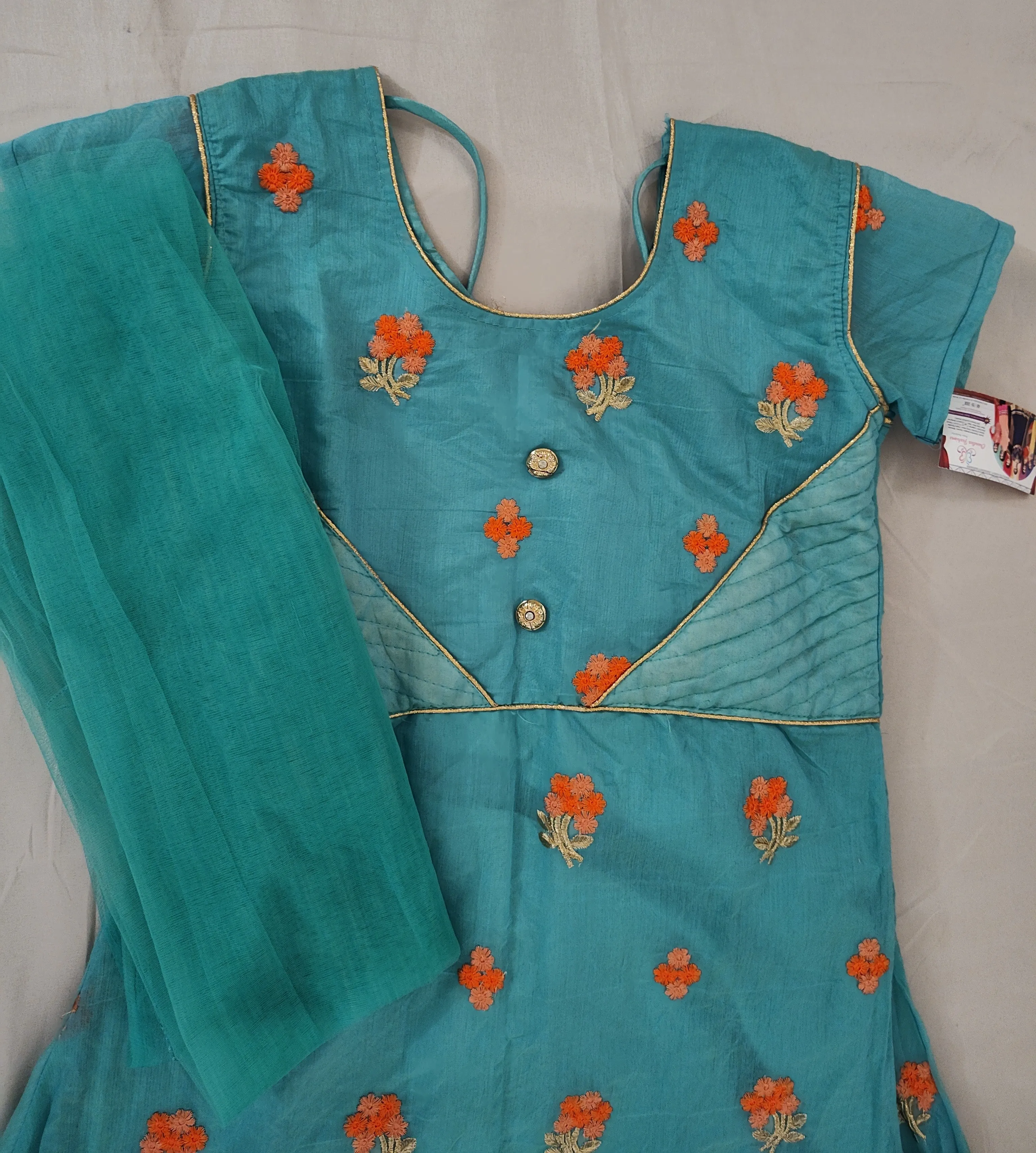 Beautiful Green color Dress With Bottom And Net Dupatta