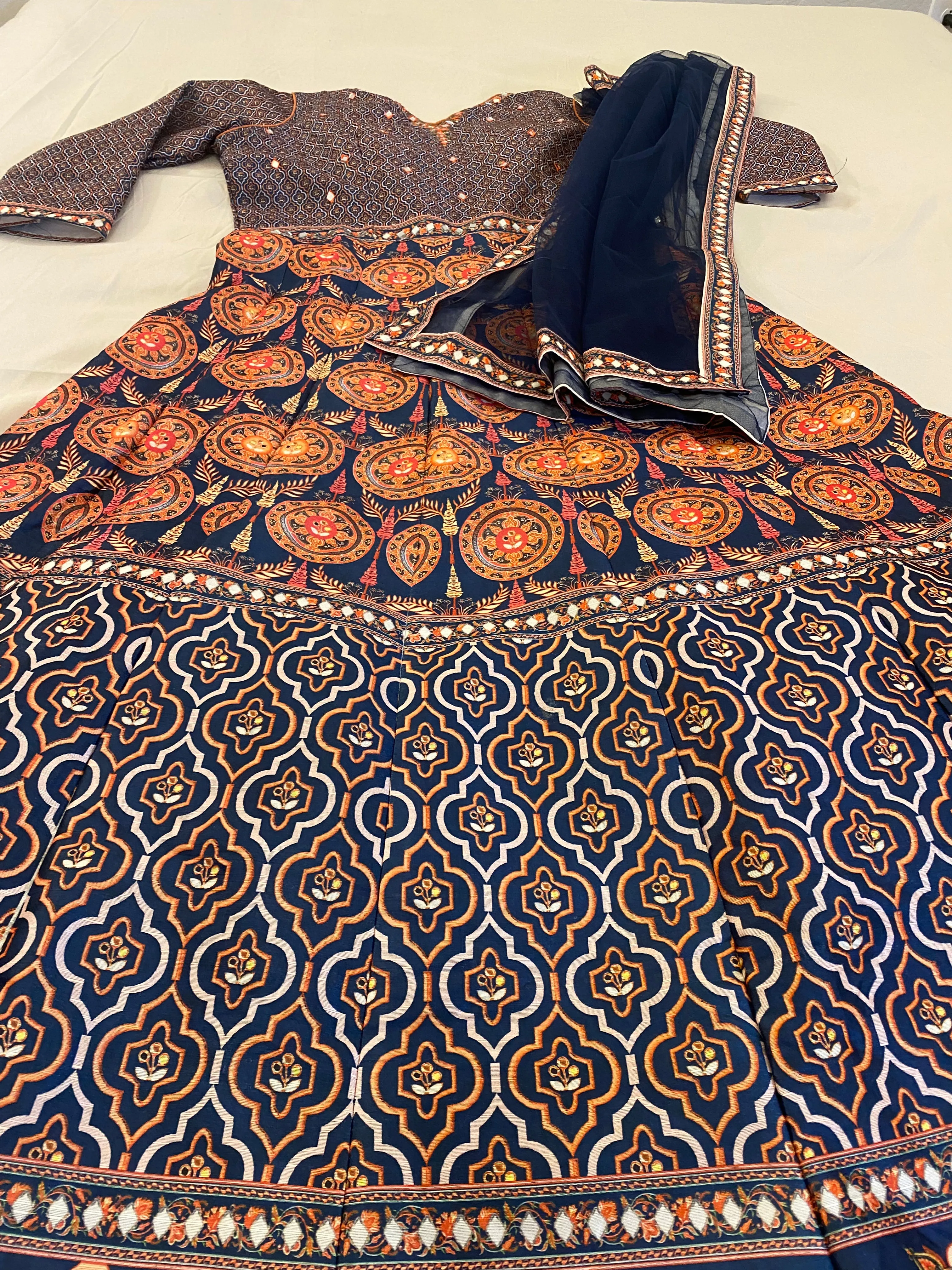 Beautiful Long Dark Blue Color Anarkali Top With Dupatta