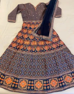 Beautiful Long Dark Blue Color Anarkali Top With Dupatta