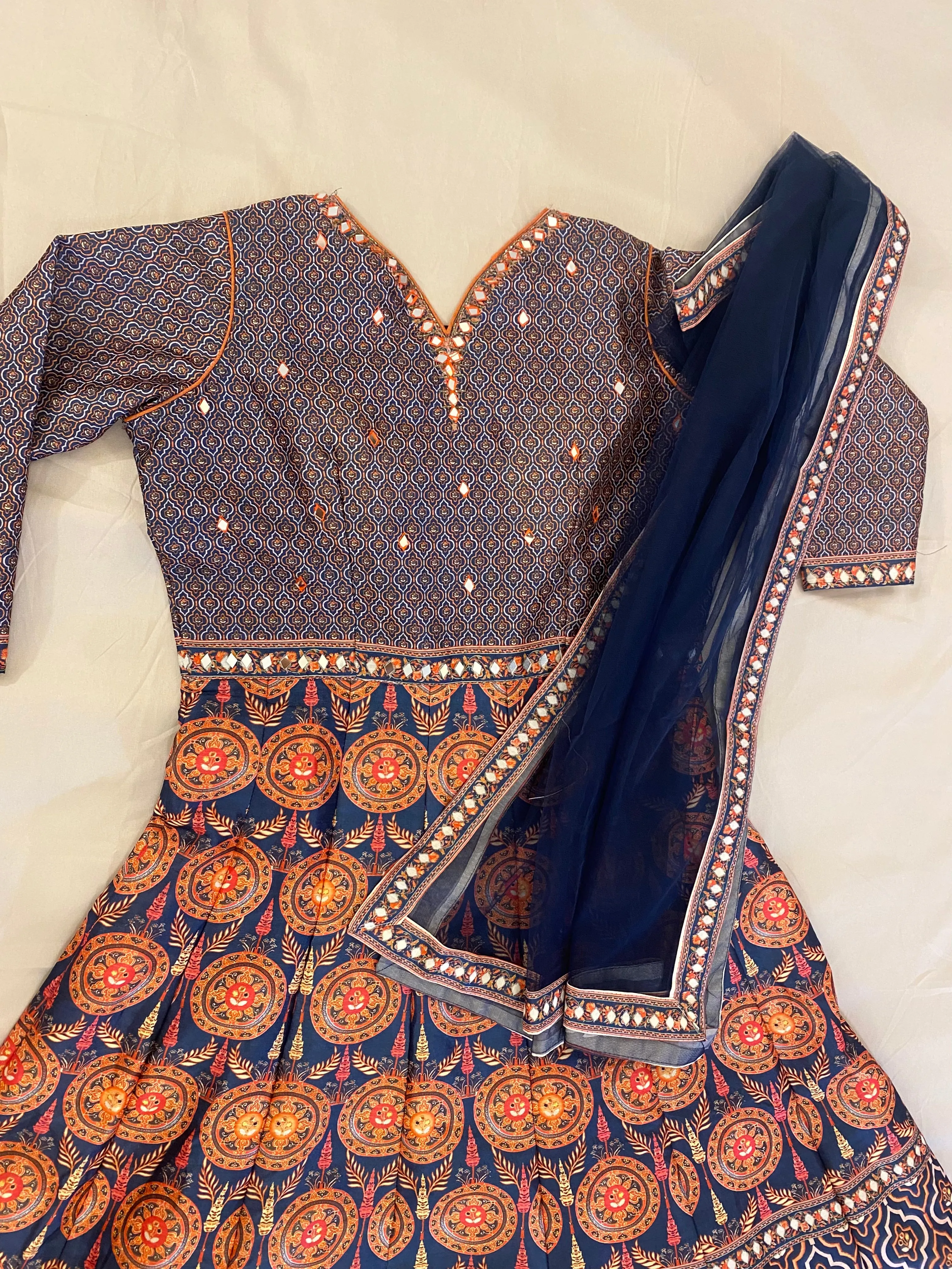 Beautiful Long Dark Blue Color Anarkali Top With Dupatta