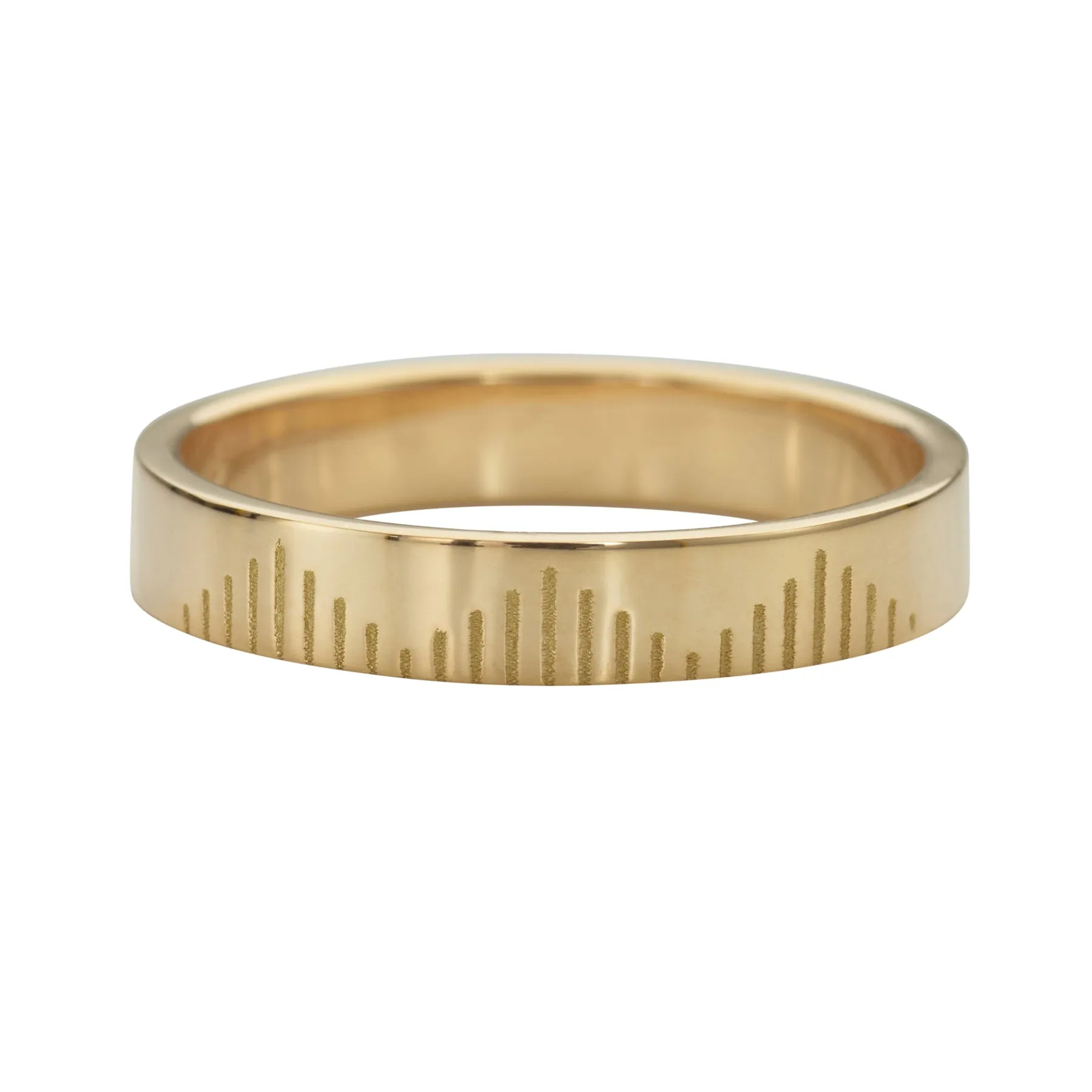 Golden Wedding Band with Linear Mountains