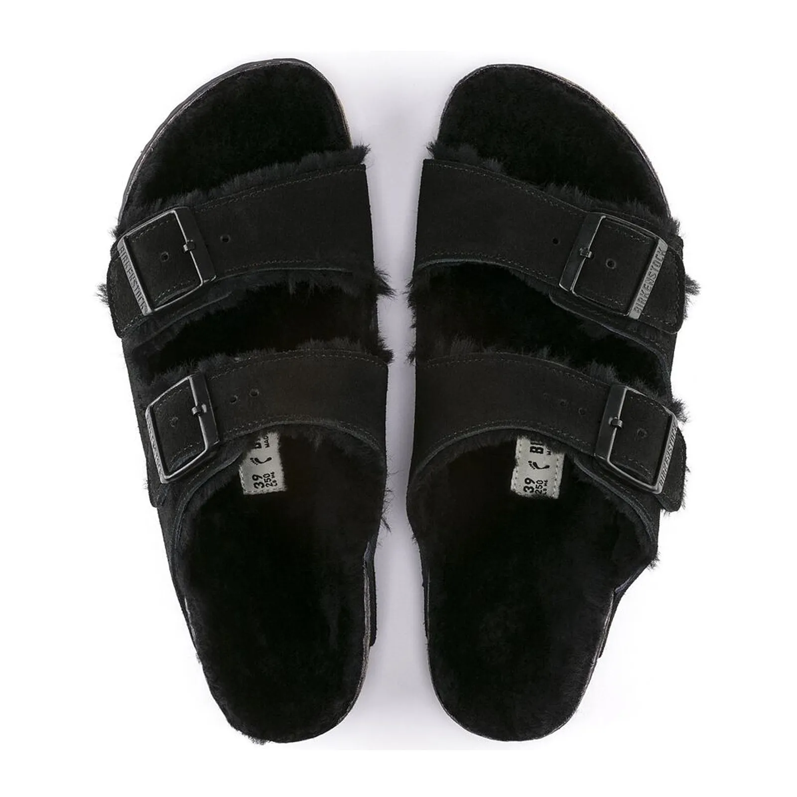 Birkenstock Arizona Shearling Slide Sandal (Women) - Black/Black