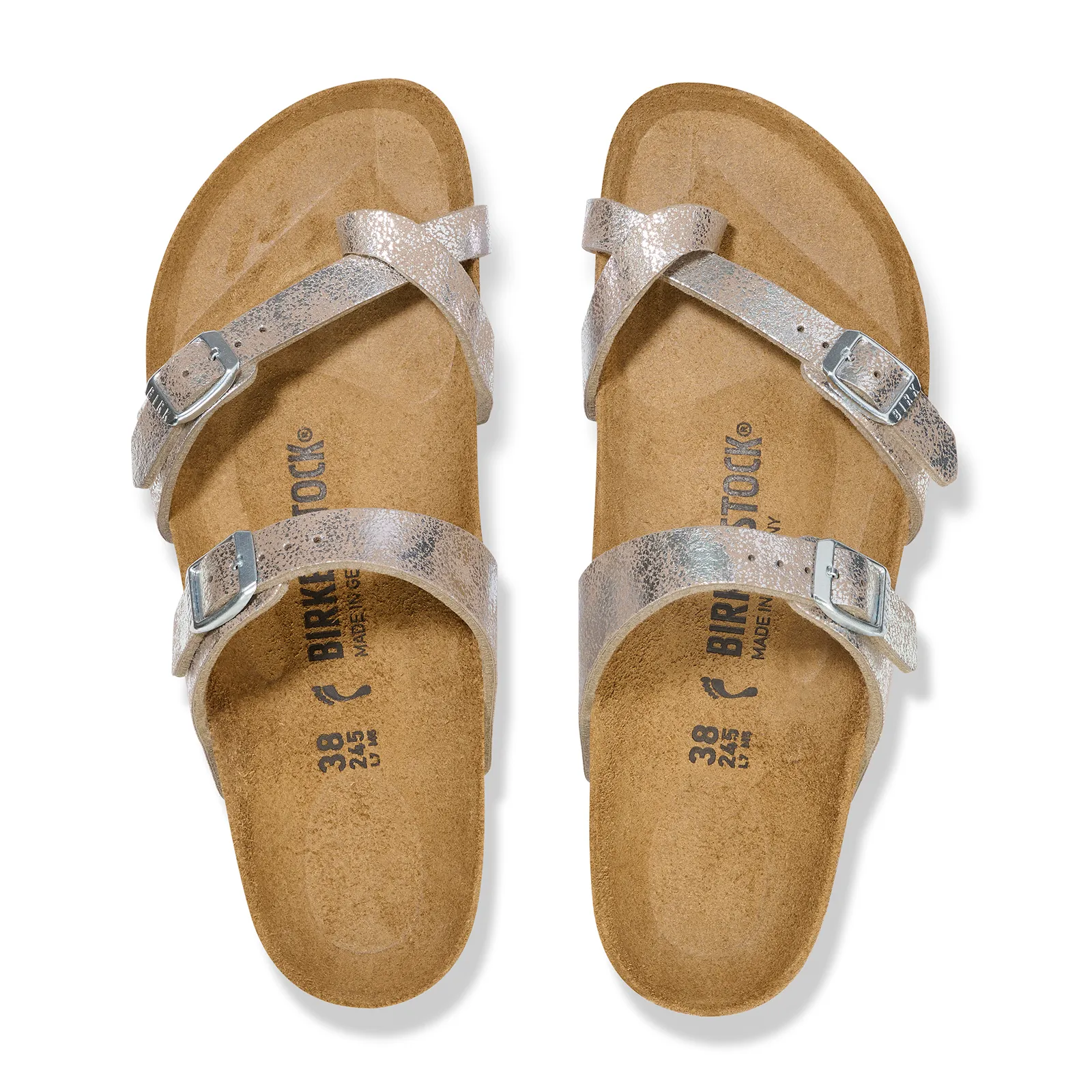 Birkenstock Mayari Thong Sandal (Women) - Washed Taupe/Silver Birki