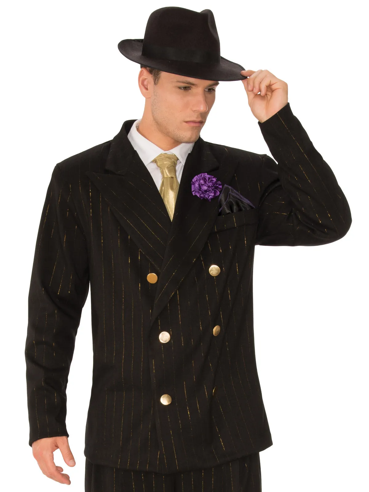 Black and Gold Pinstripe Gangster Costume