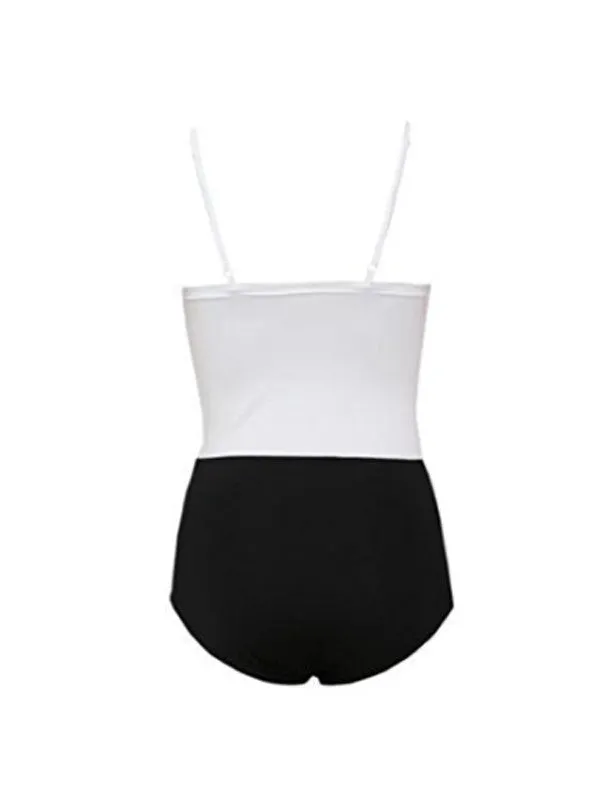 Black and White Color Block One-piece Swimsuit