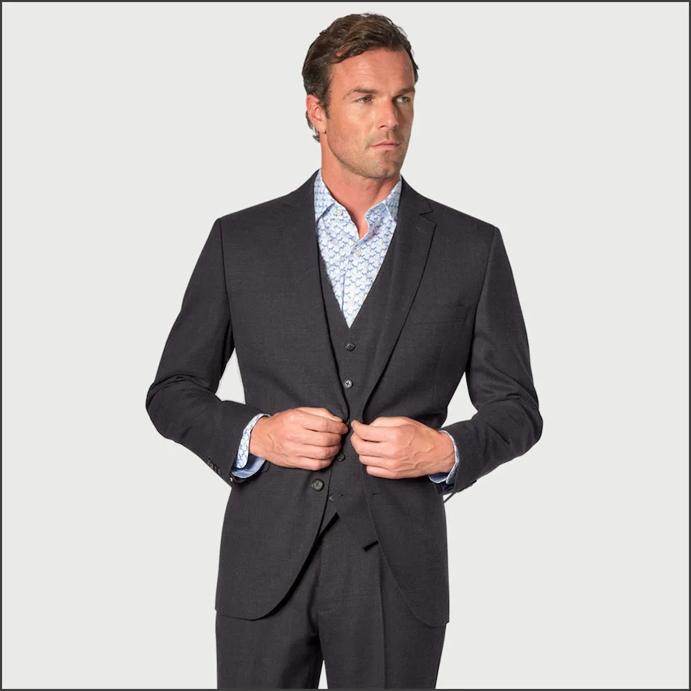 Brook Taverner Wells Wool Blend Charcoal Suit - Waistcoat Optional<><>