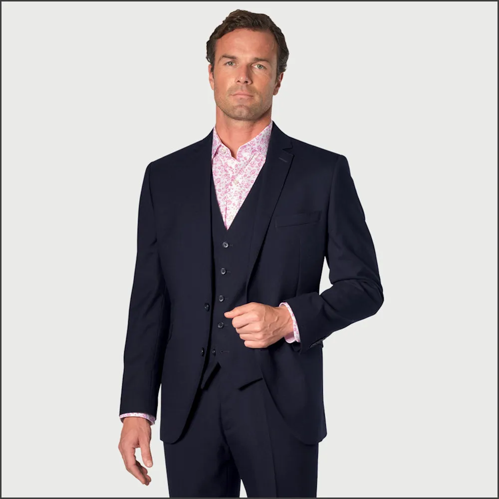 Brook Taverner Wells Wool Blend Navy Suit - Waistcoat Optional<><>