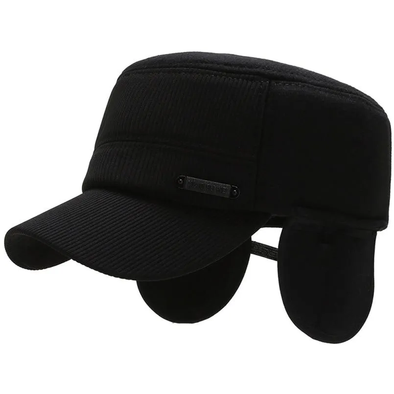 Buckled Corduroy Middle-aged Seniors Military Hat