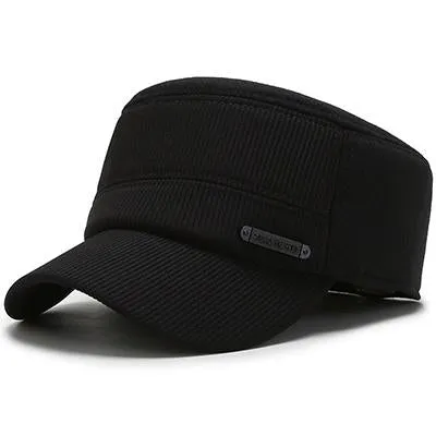 Buckled Corduroy Middle-aged Seniors Military Hat