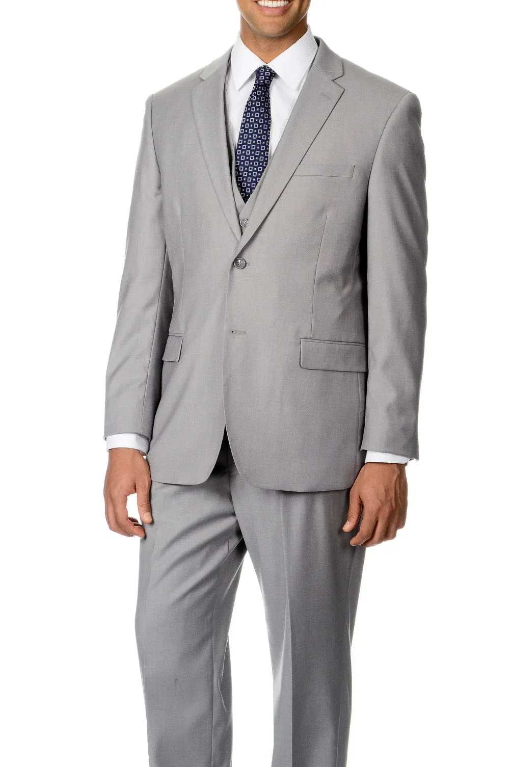 Caravelli Solid Light Grey Slim Suit