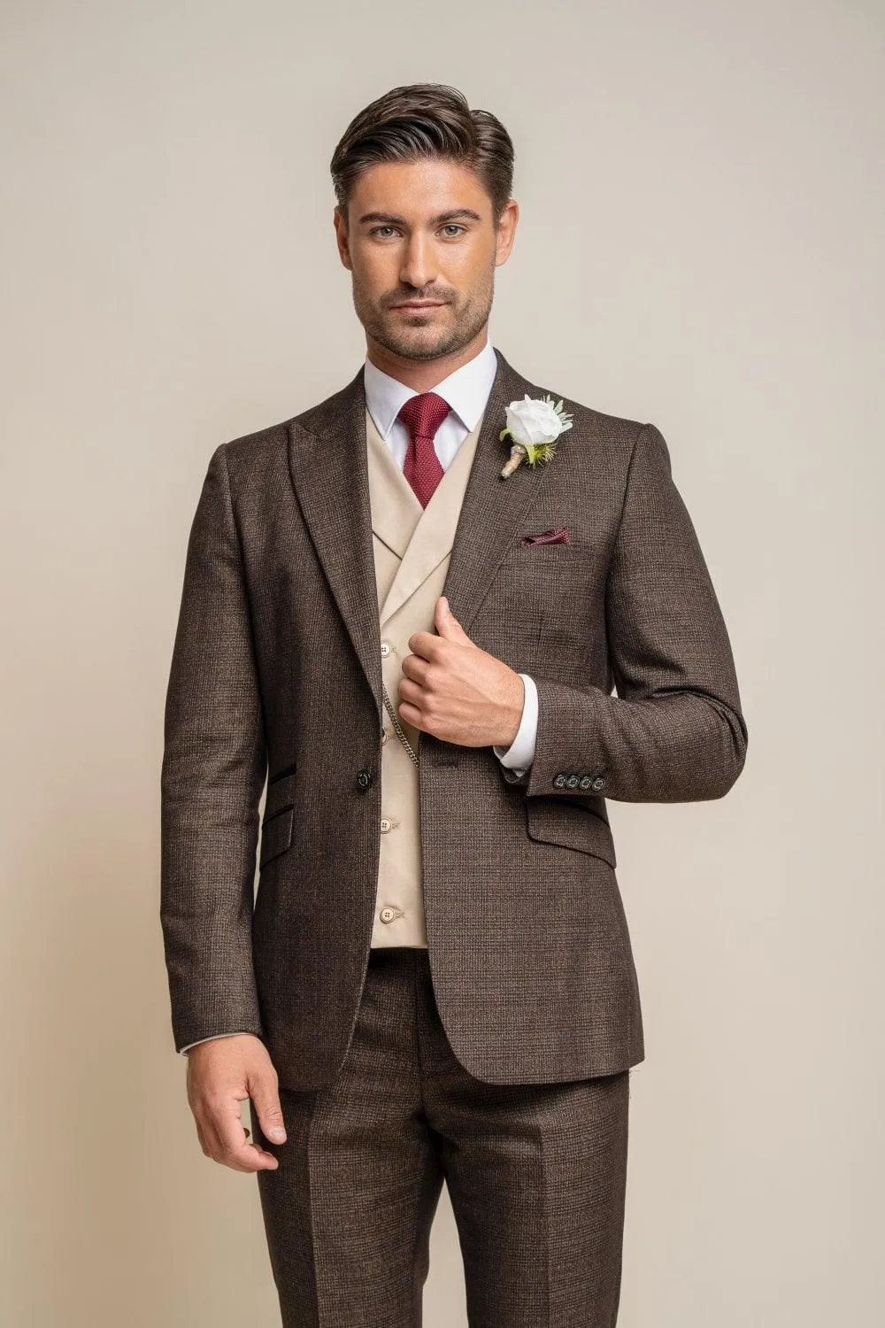 Caridi Brown Suit With Lennox Beige Waistcoat