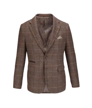 Checked Suit Jacket - Brown