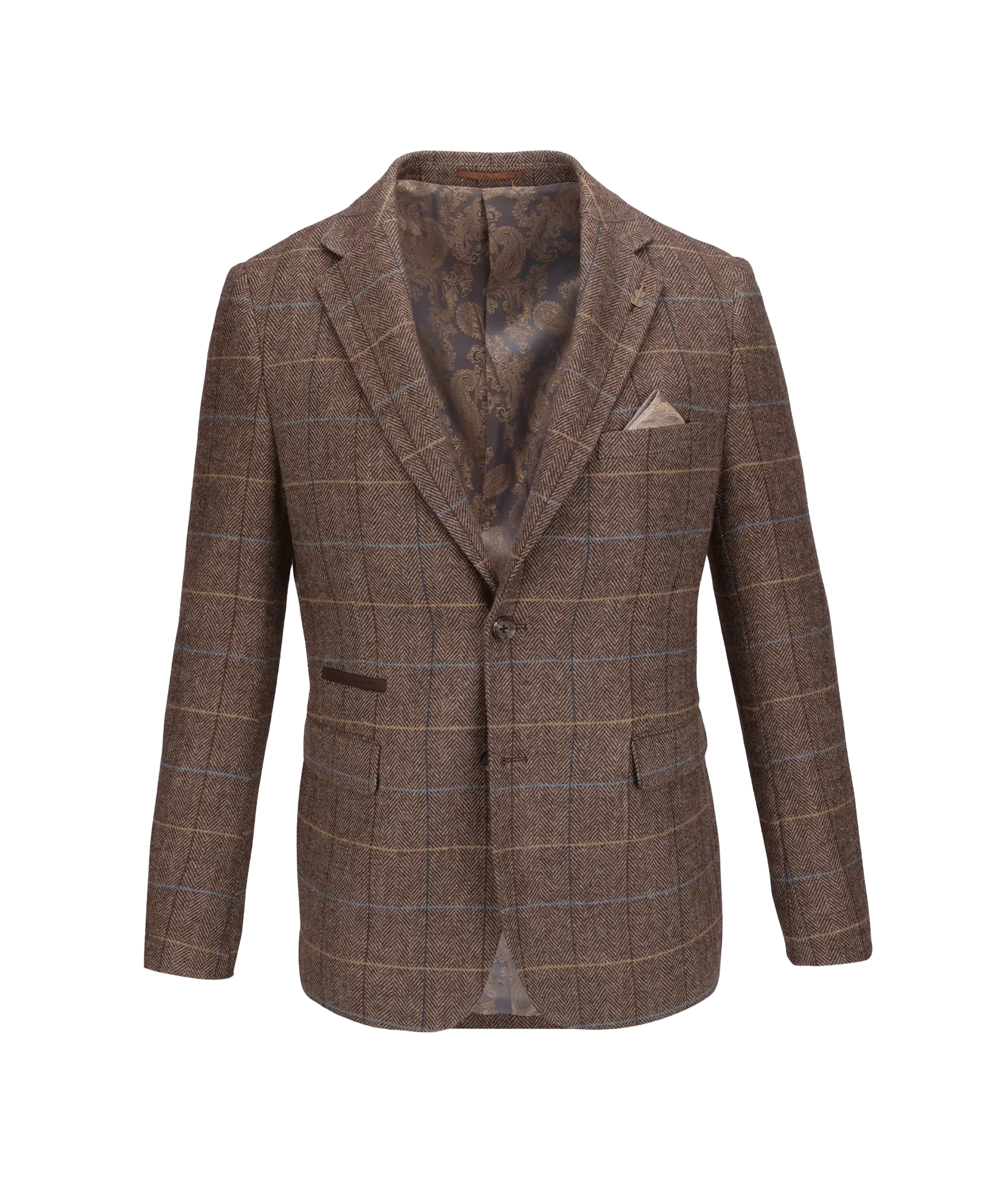 Checked Suit Jacket - Brown