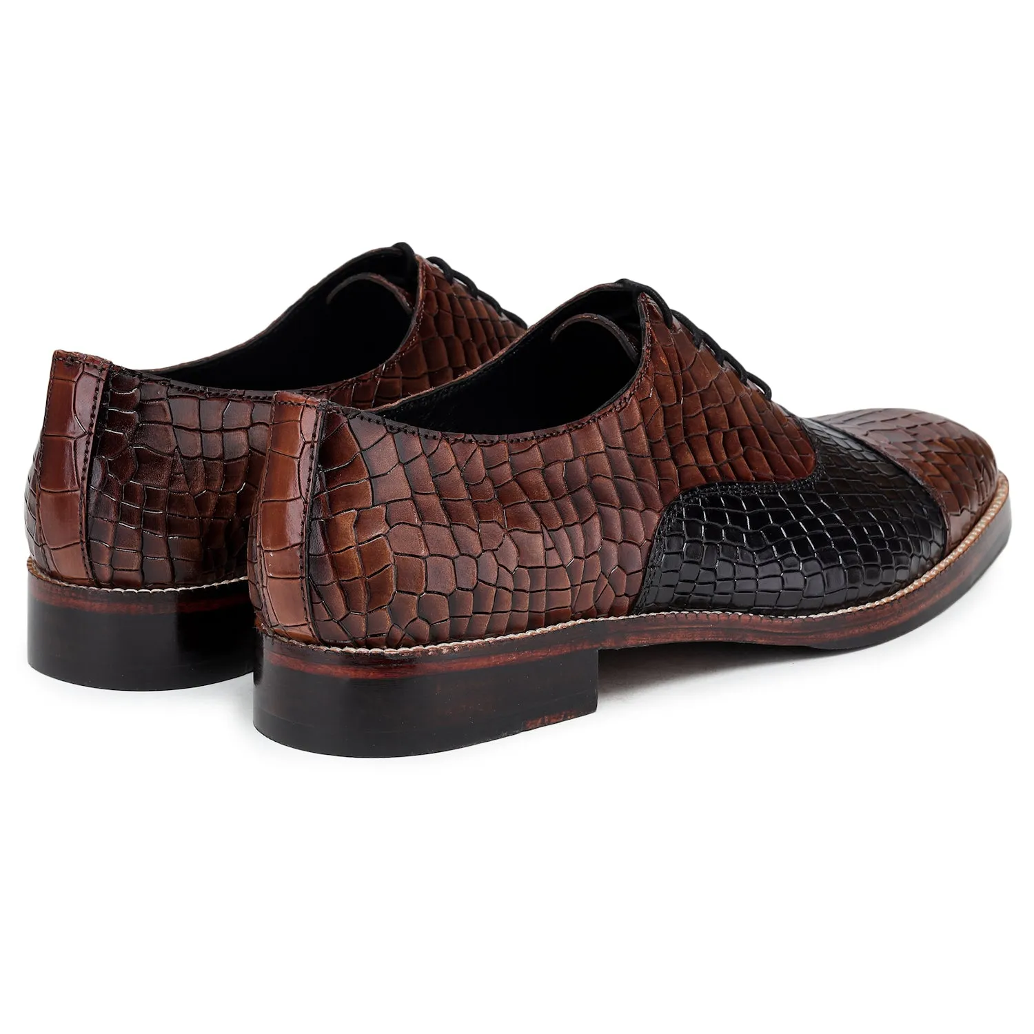 Classic Captoe Oxford- Croc Brown