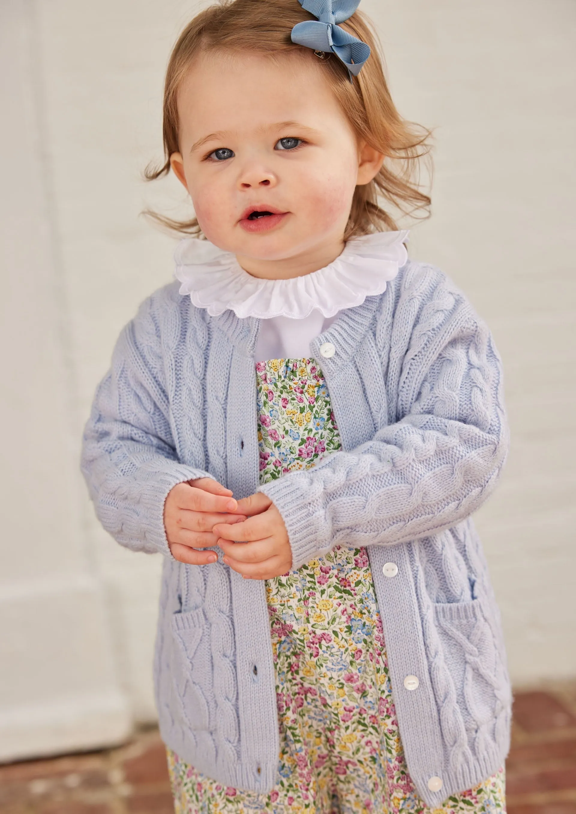 Classic Cashmere Blend Cardigan - Light Blue