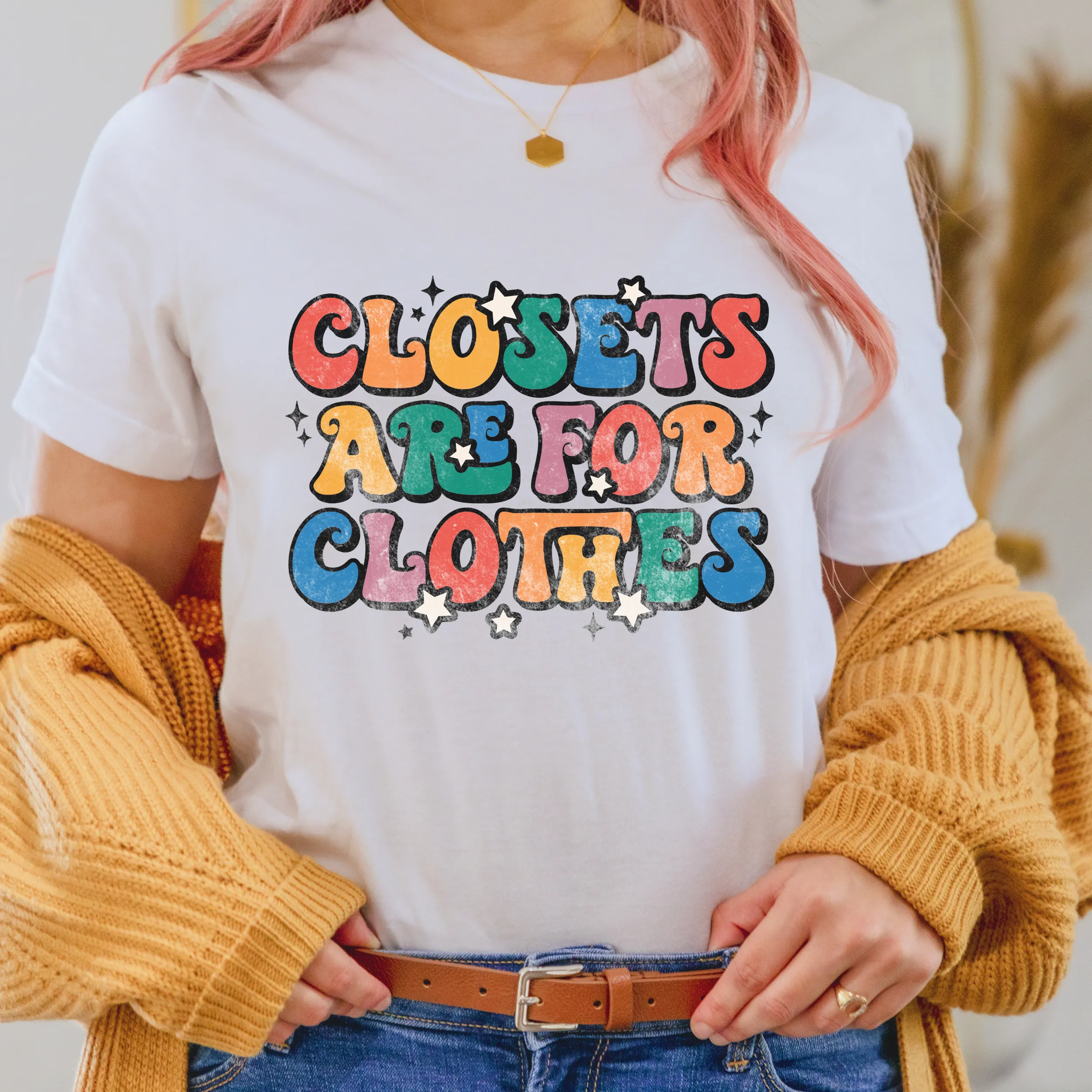 Closets are for Clothing | Pride Retro T Shirt