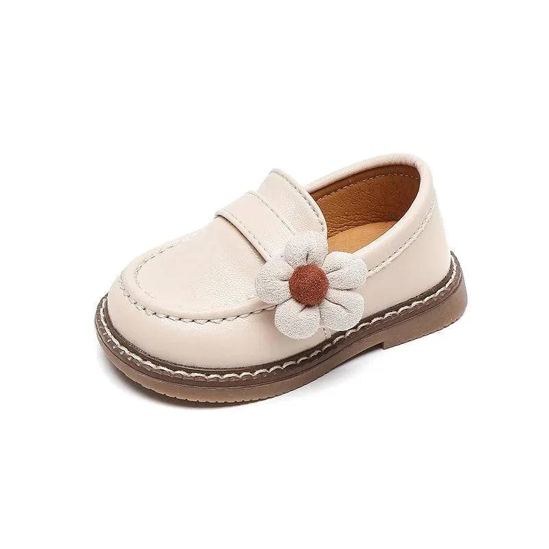 Comfortable Soft Leather Toddler Girl Casual Shoes with Flower - TF329