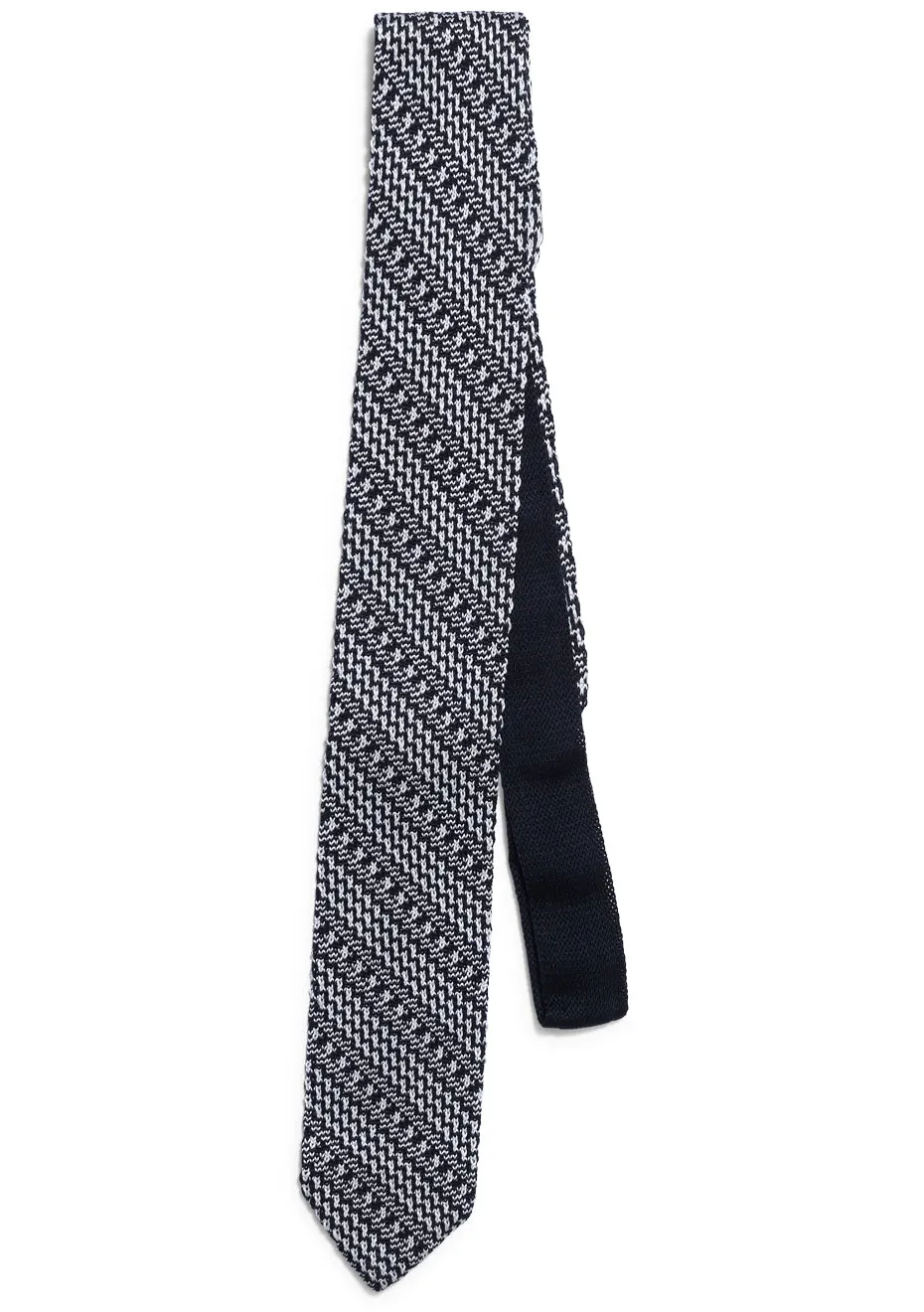 Cotton Knit Tie Navy White