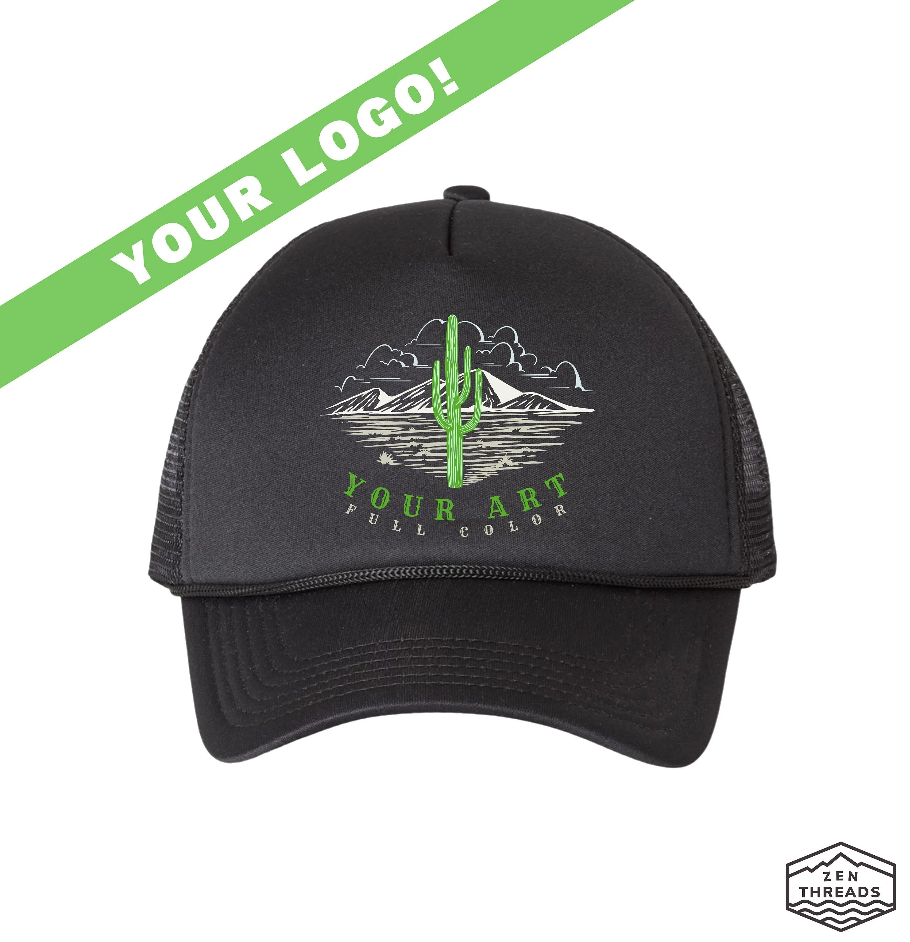 Custom Trucker Hat - Foam Front, Mesh Back, Adjustable - Full Color Logo Print