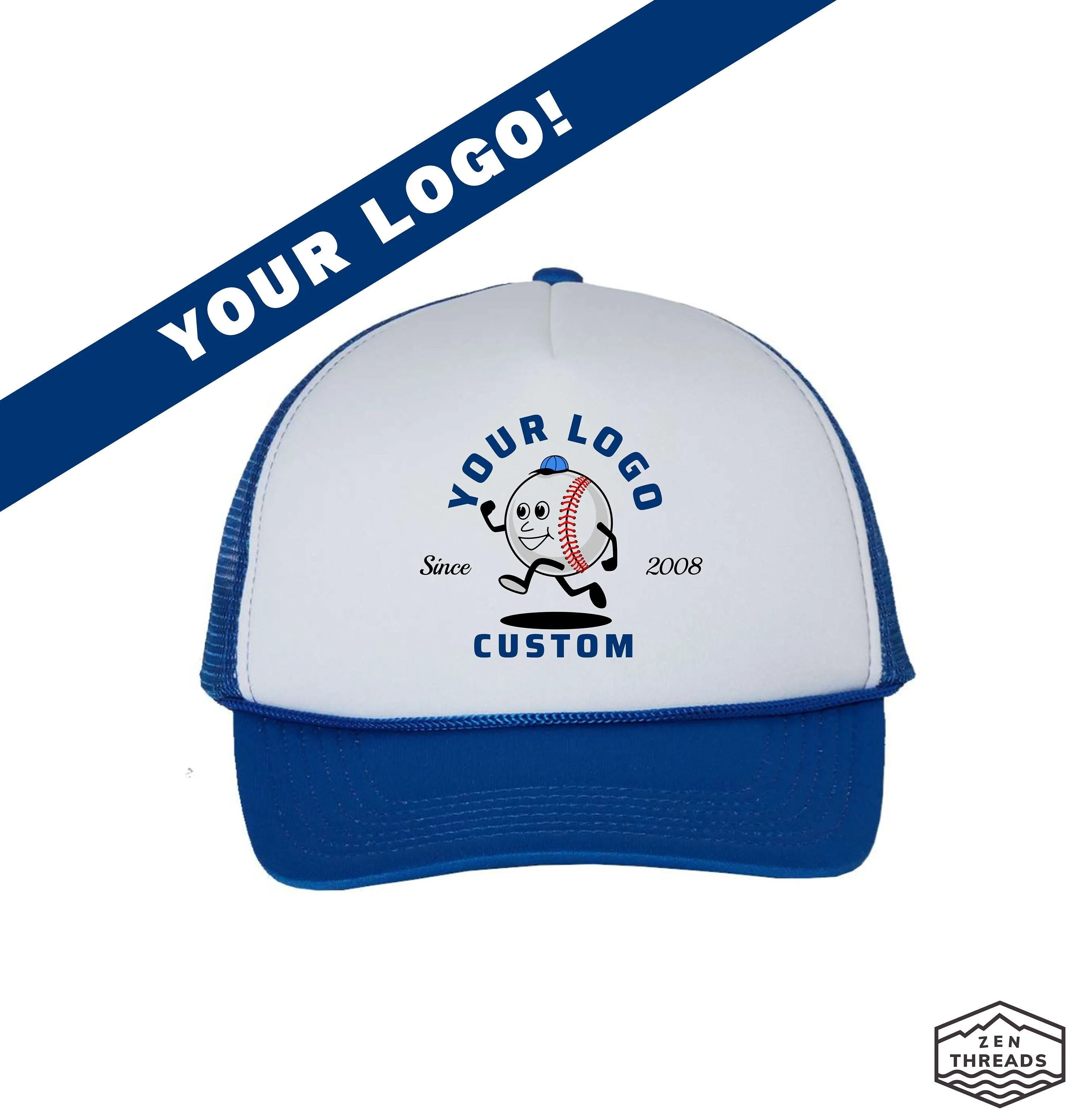 Custom Trucker Hat - Foam Front, Mesh Back, Adjustable - Full Color Logo Print