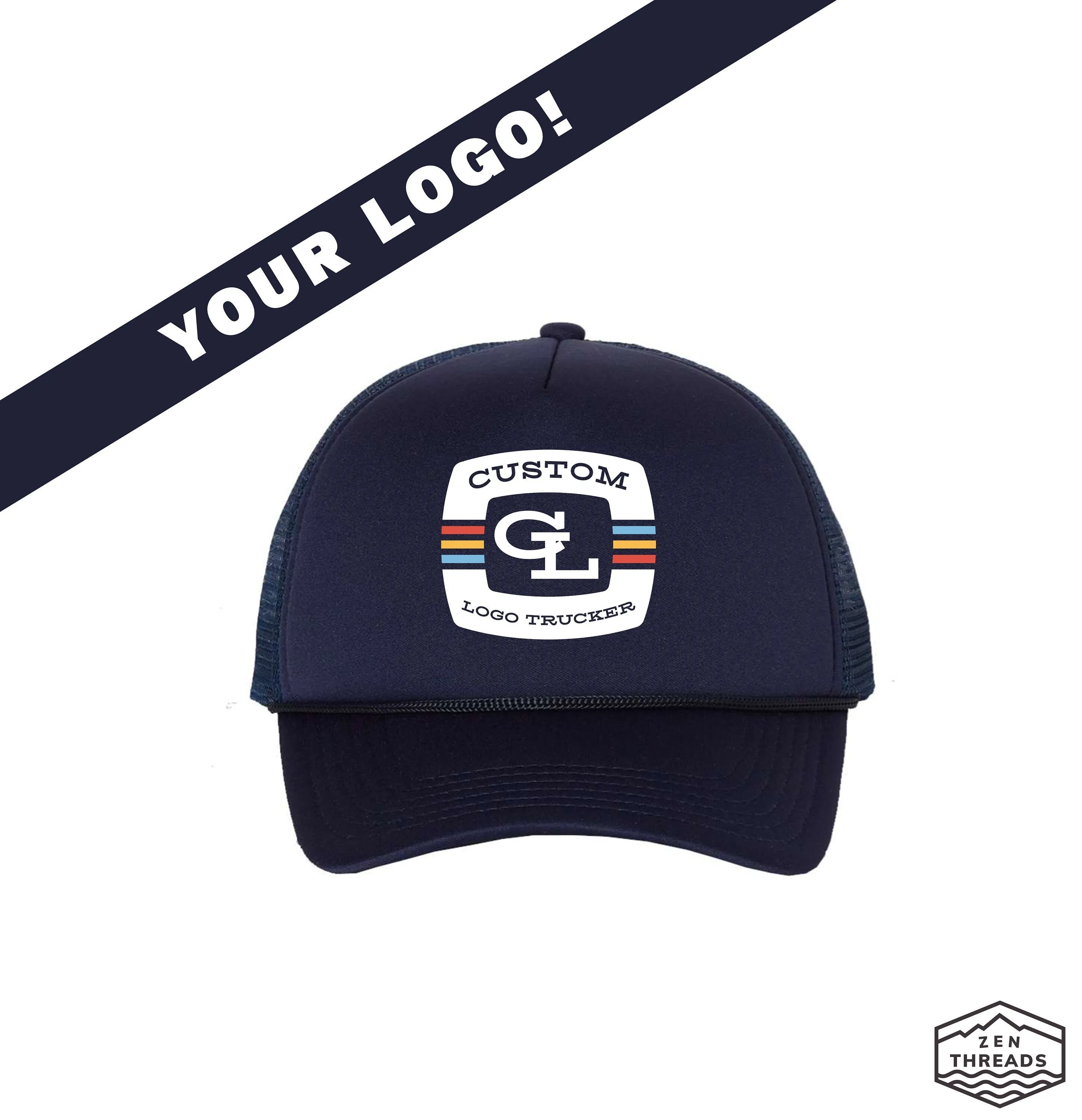 Custom Trucker Hat - Foam Front, Mesh Back, Adjustable - Full Color Logo Print